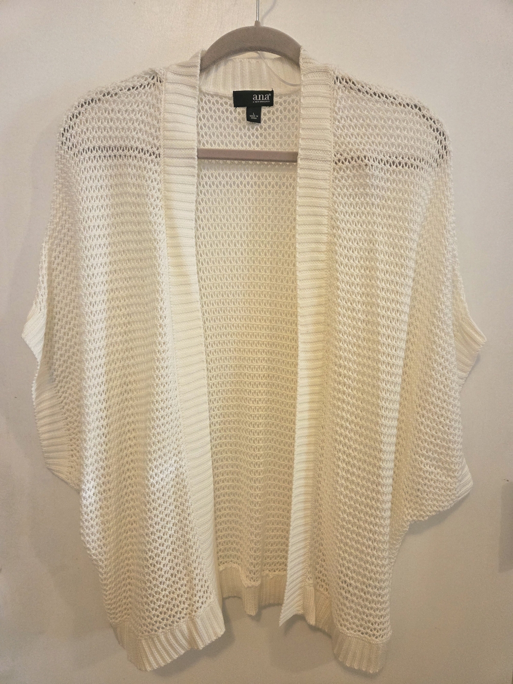 a.n.a Cream Open-Knit Draped Cardigan Shrug